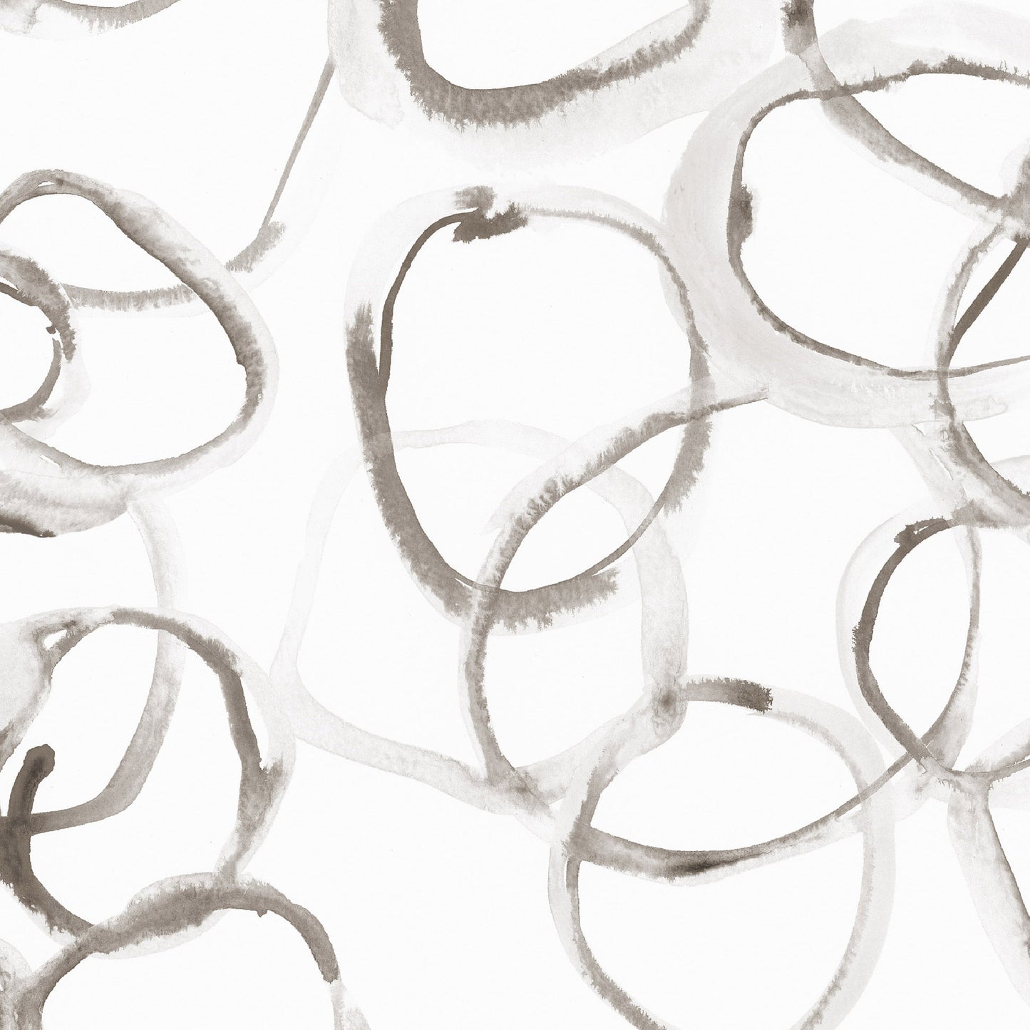 Abstract pattern of interconnected circles in brown on a white background
