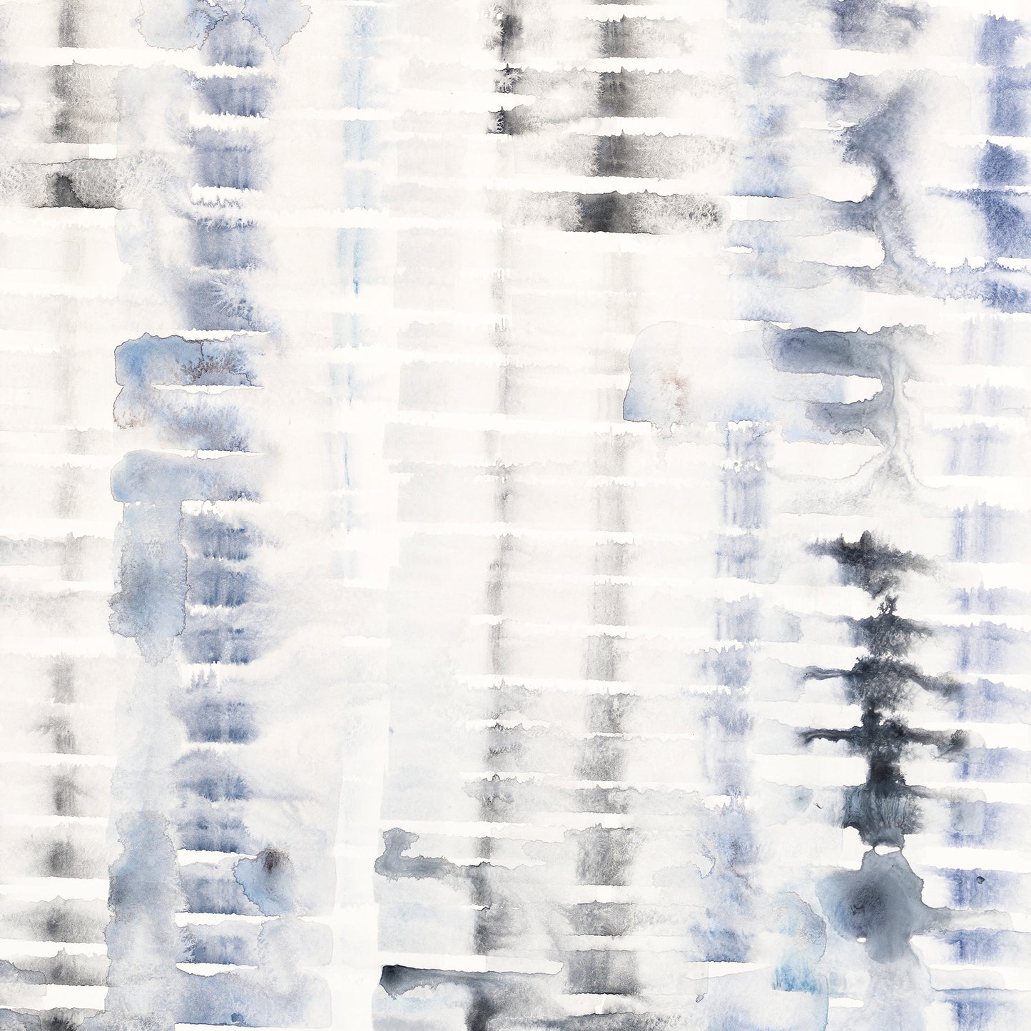 Abstract pattern of vertical brush strokes in white, gray, and blue on a white background
