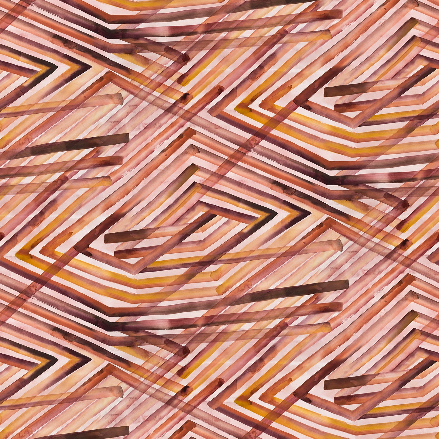 Geometric pattern with zig zag lines in brown, beige, and orange