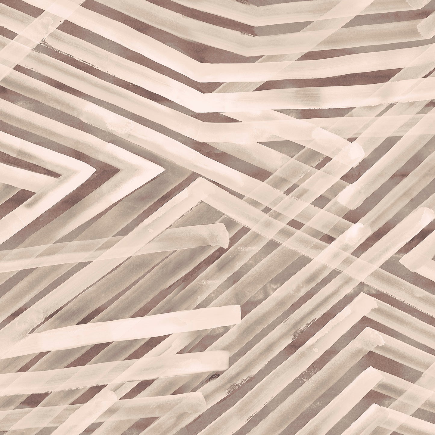 Patterned wallpaper with zig zag lines in beige and brown tones