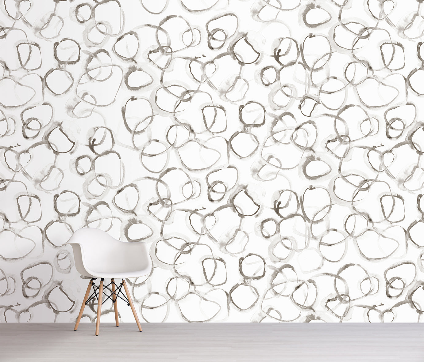 Wallpaper with abstract brown patterns on a plain background