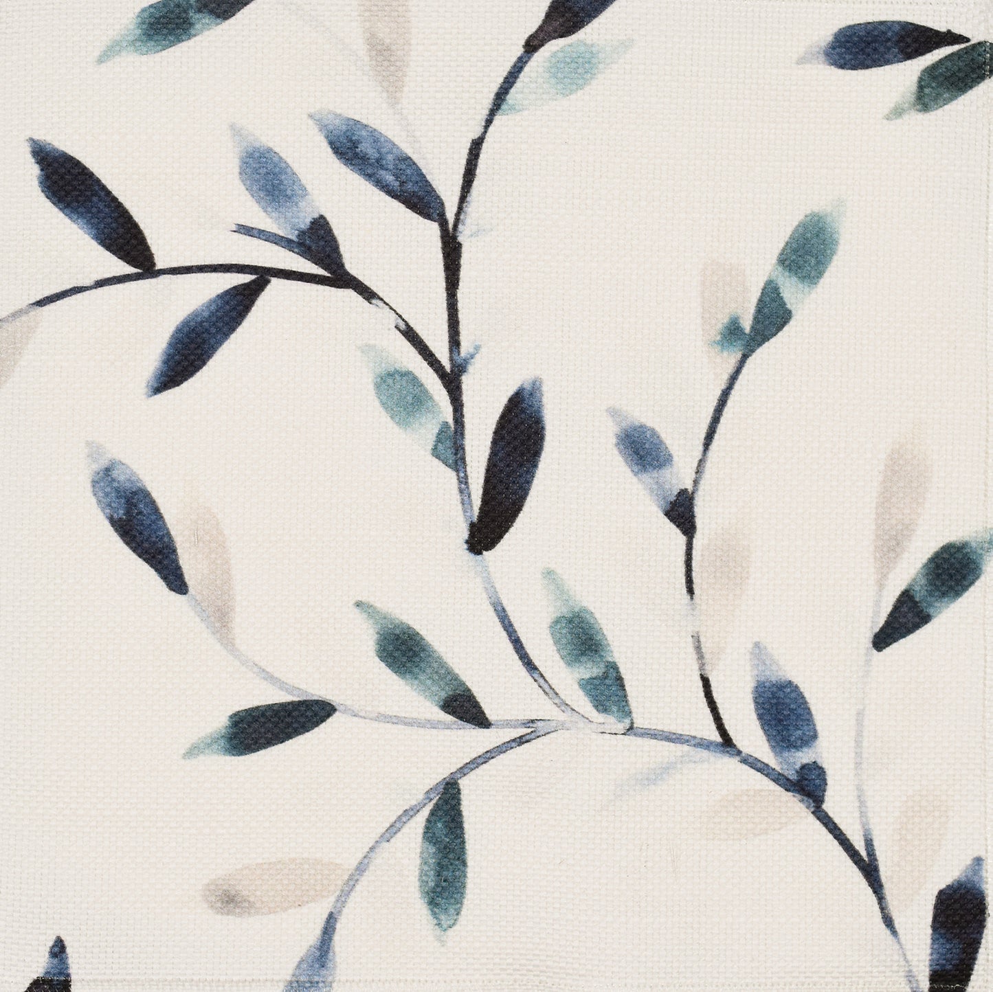 Blue leaf pattern on light fabric