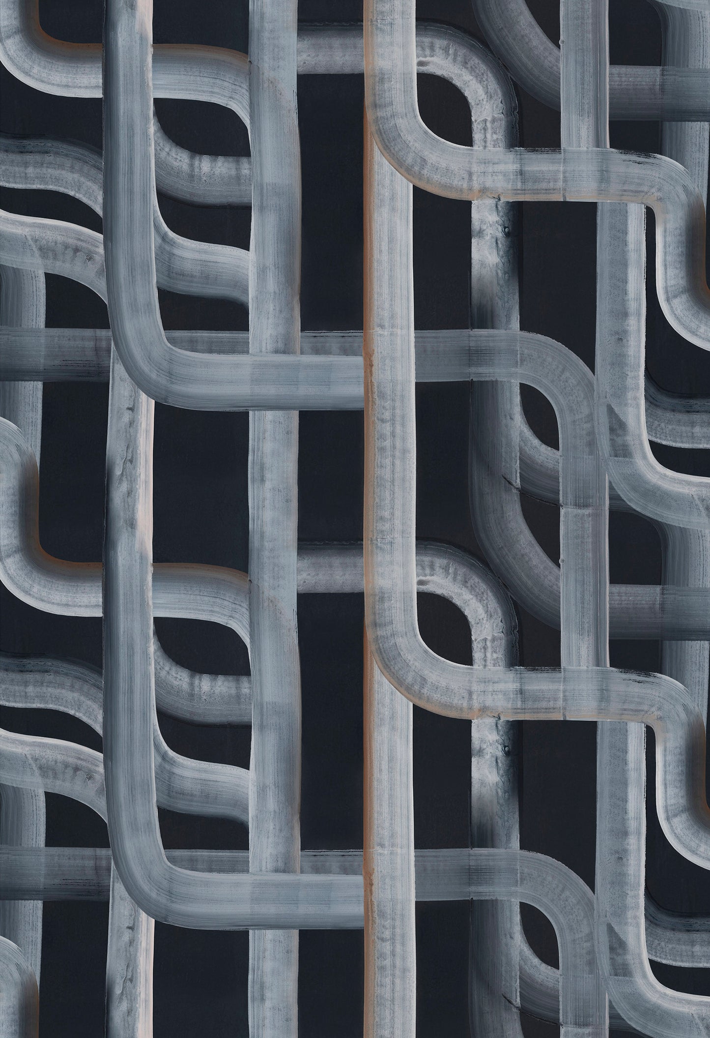 Abstract pattern of wavy lines on a black background