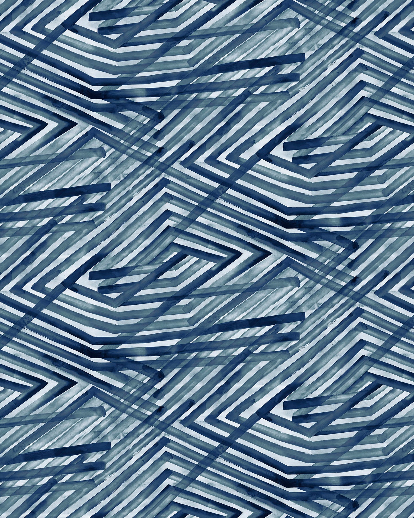 Geometric pattern of blue and gray lines on white background