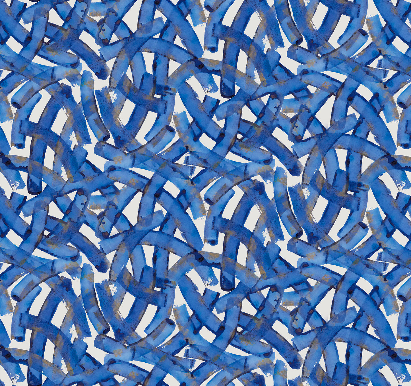 Pattern of blue curved lines on a white background