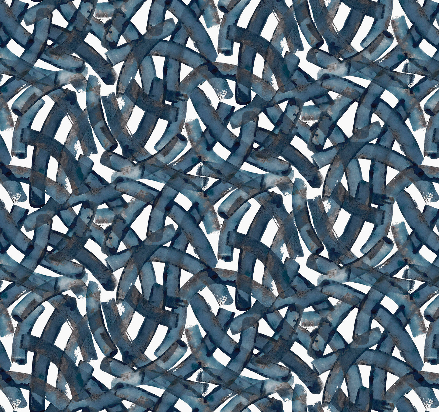 Pattern of interlocking blue shapes on a white background