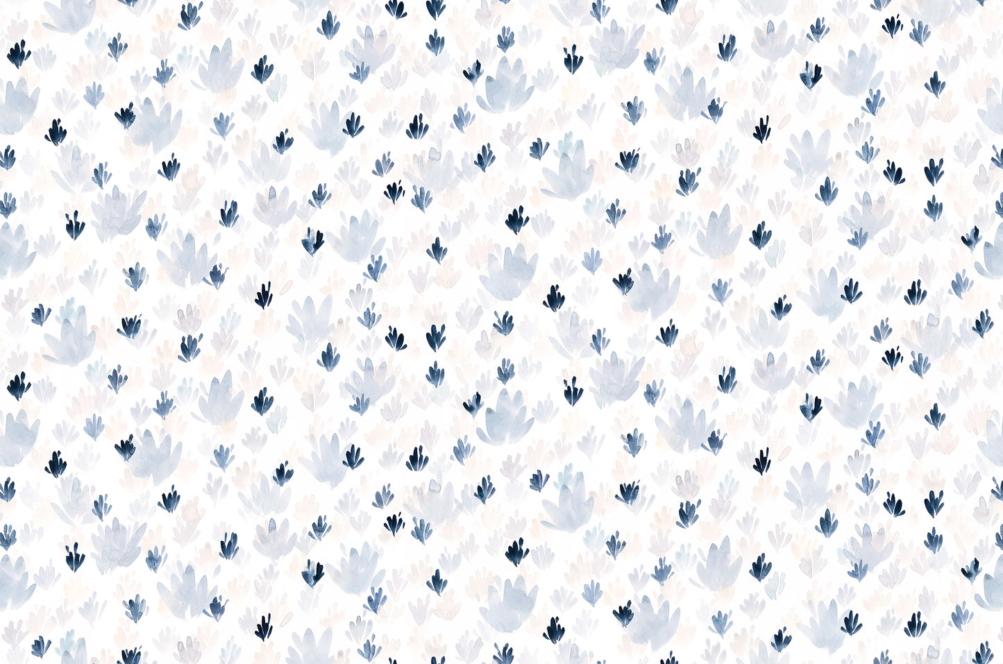 Pattern of blue flowers on a white background