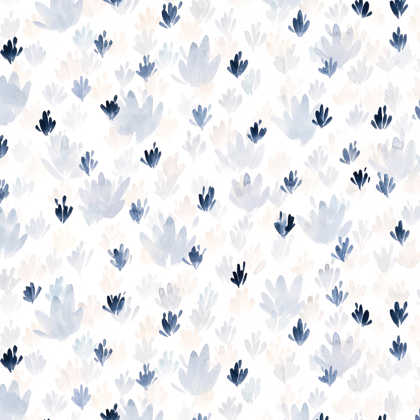 Pattern of blue flowers on a white background