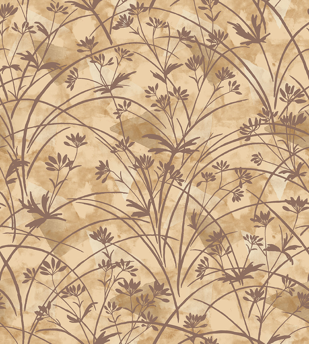 Brown floral pattern on a beige background
