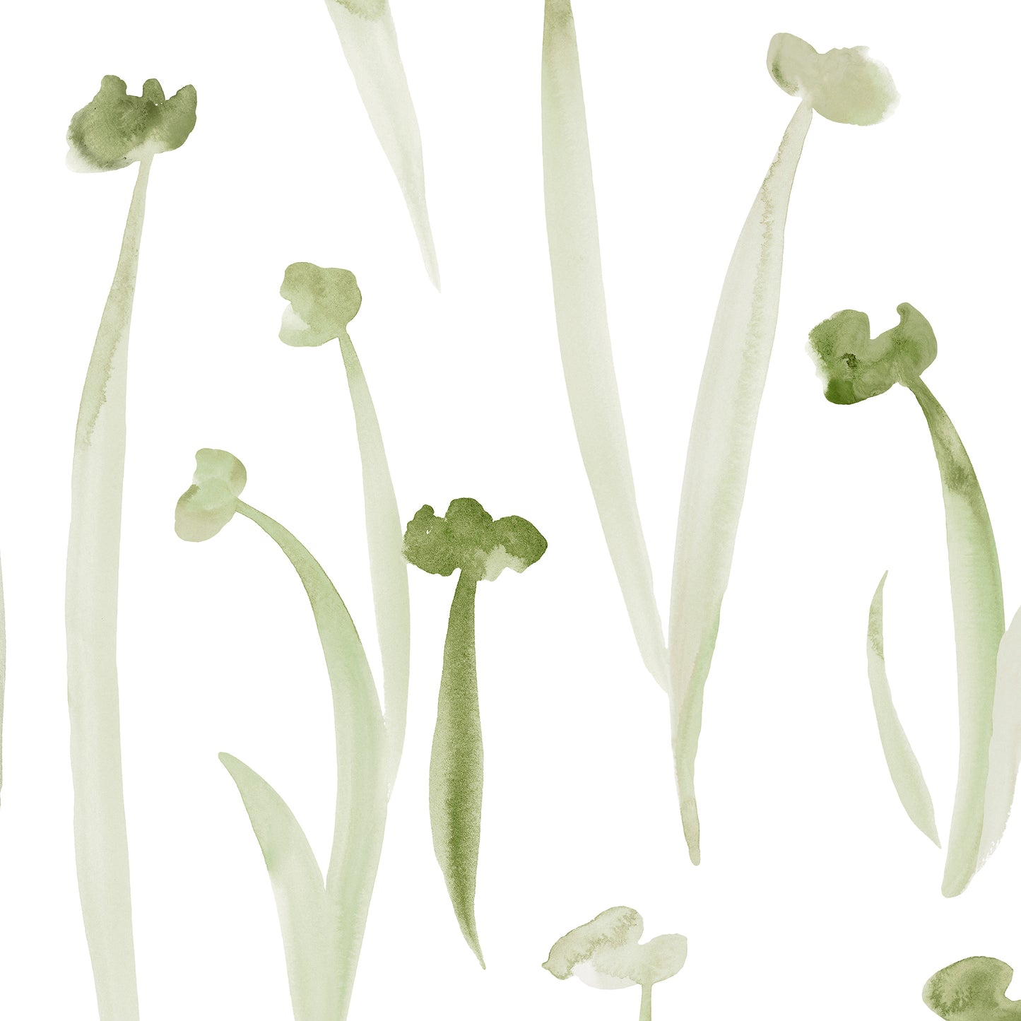 Green floral pattern on white background