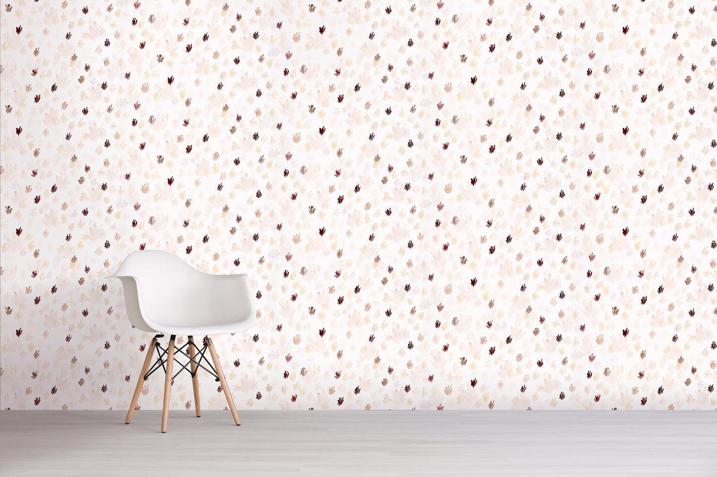 Wallpaper with a subtle brown pattern in a room with a chair.