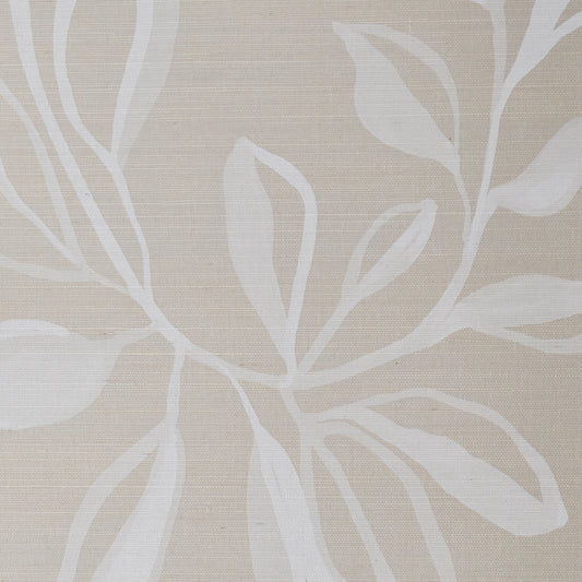 white floral pattern on tan background