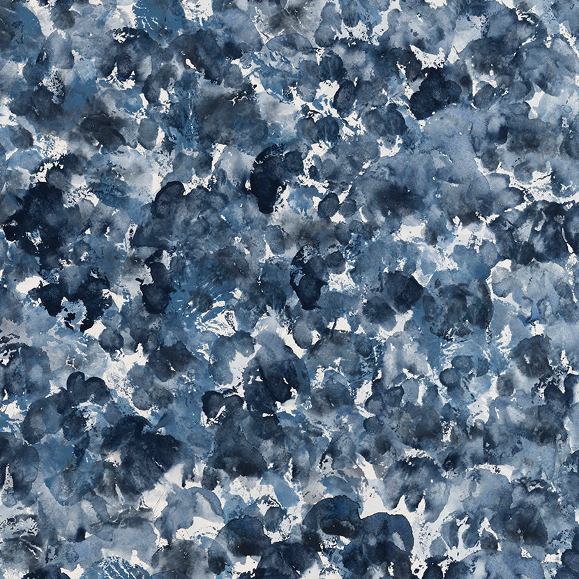 Abstract pattern of blue and gray watercolor splotches