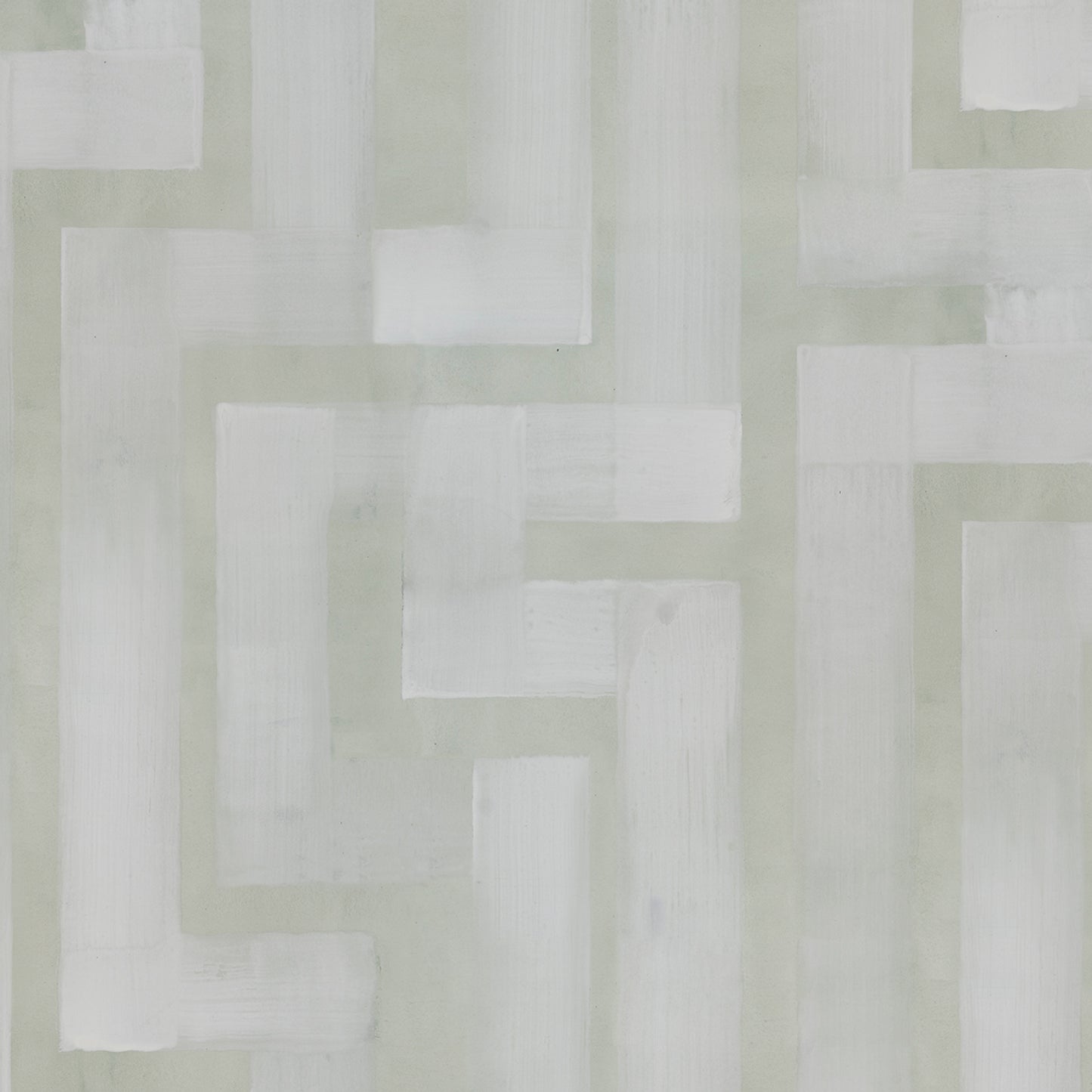 Geometric pattern with interlocking squares in light green and white