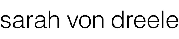 Text 'sarah von dreele' in black on a white background