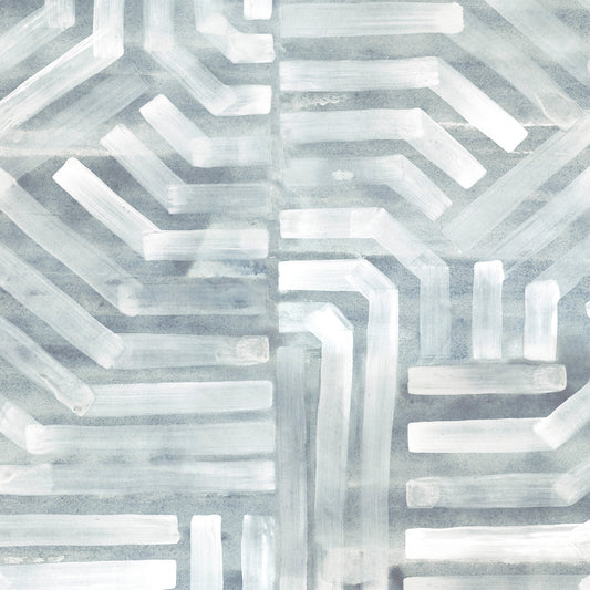 Geometric pattern of white lines on a light blue background