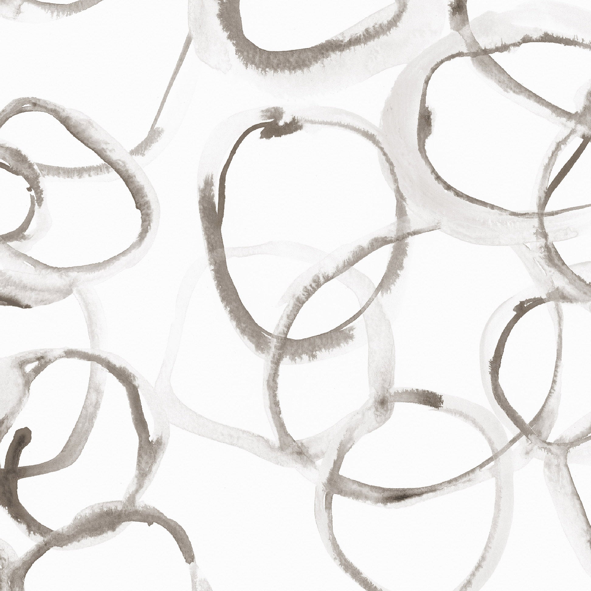 Abstract pattern of interconnected circles in brown on a white background
