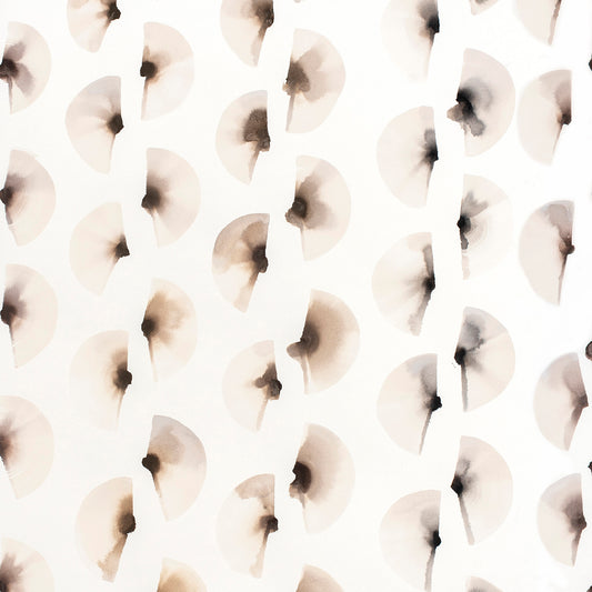 Pattern of watercolor flowers in brown, black and white on a white background