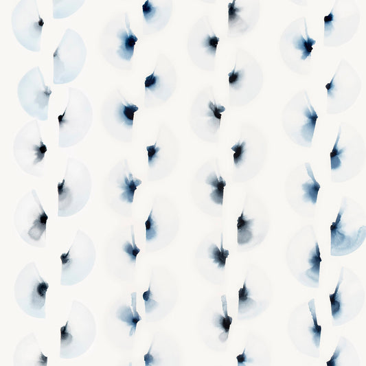 Abstract pattern of blue circular shapes on a white background