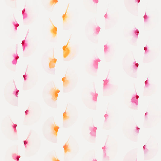 Pattern of pink and orange circular shapes on a white background