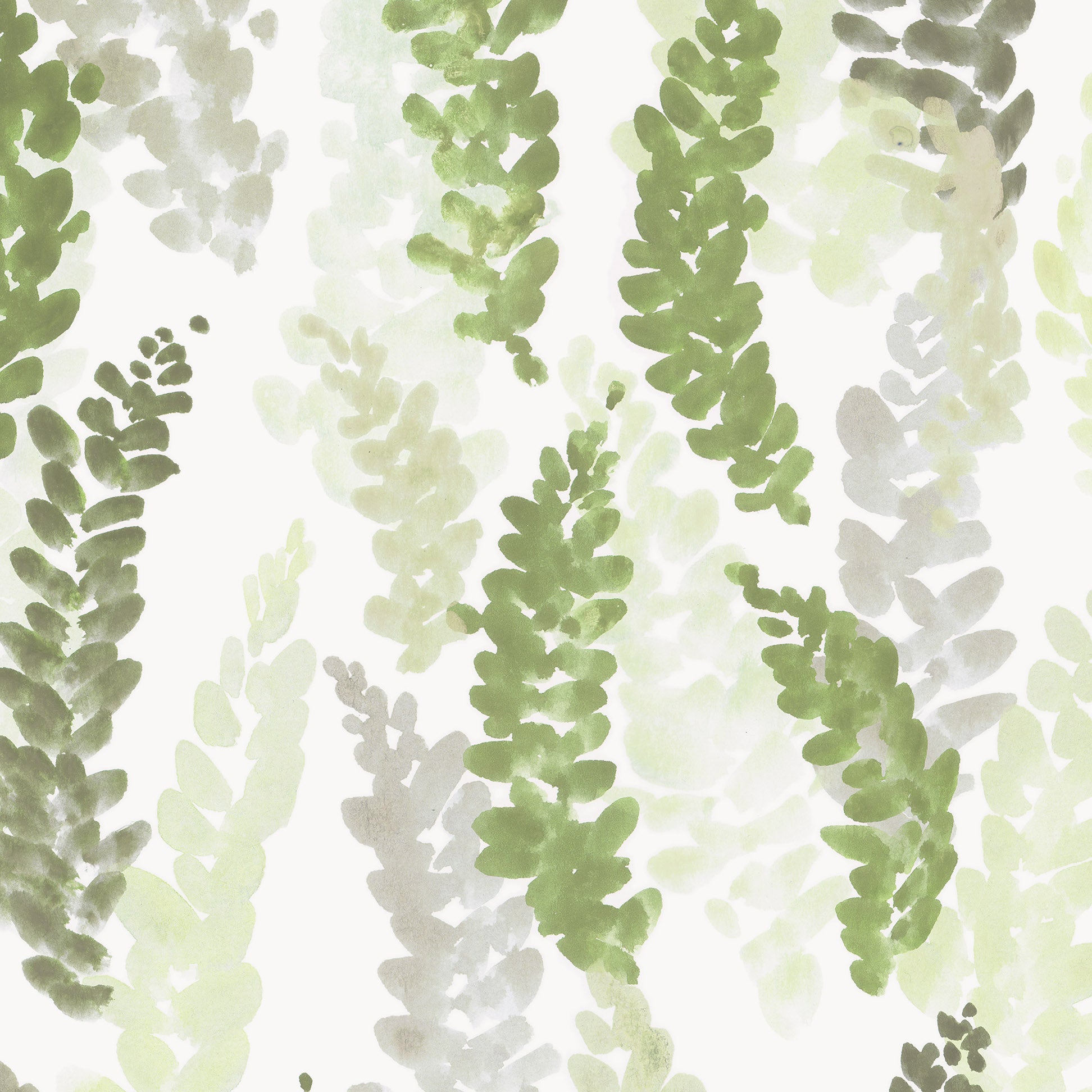 Pattern of green and gray flowers on a white background