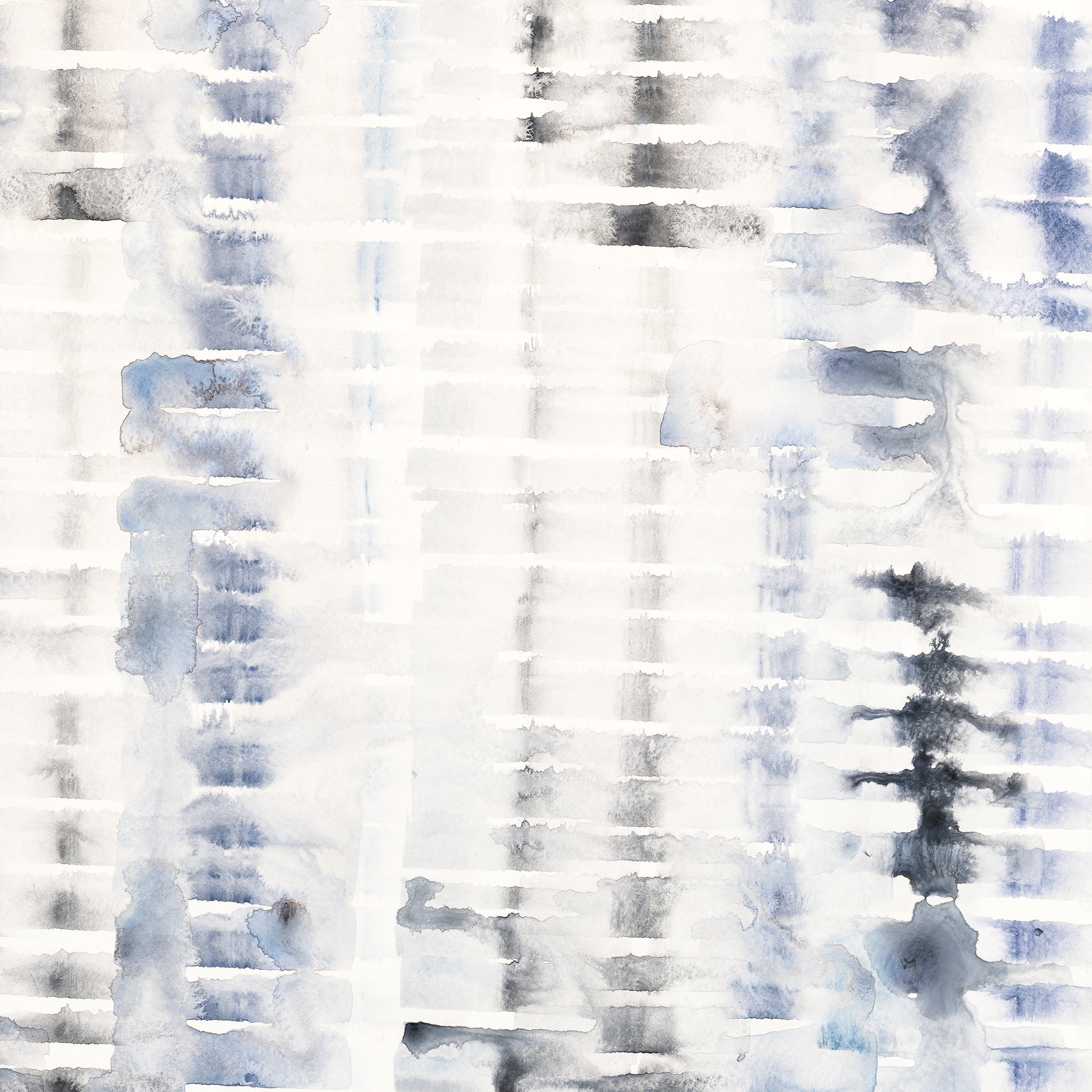 Abstract pattern of vertical brush strokes in white, gray, and blue on a white background