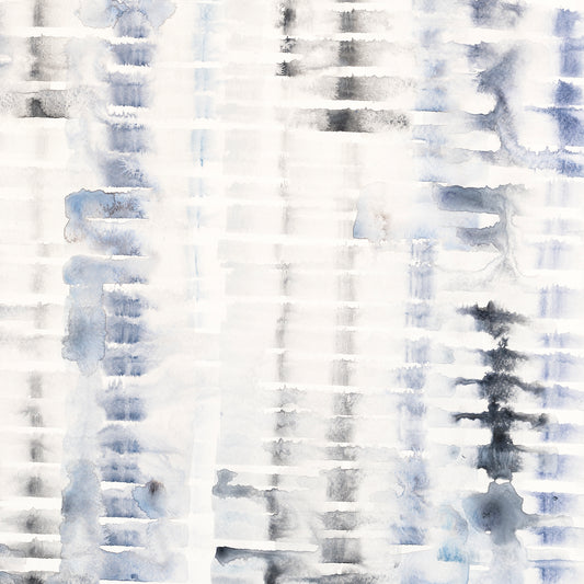 Abstract pattern of vertical brush strokes in white, gray, and blue on a white background