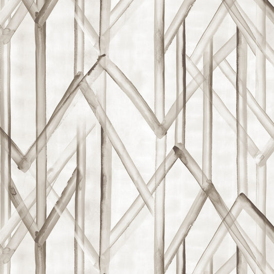 Geometric pattern of tan interlocking lines on a light background
