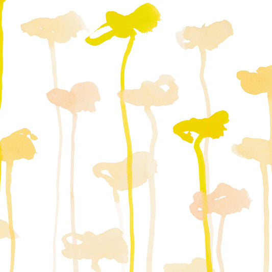 Pattern of yellow and beige flowers on a white background
