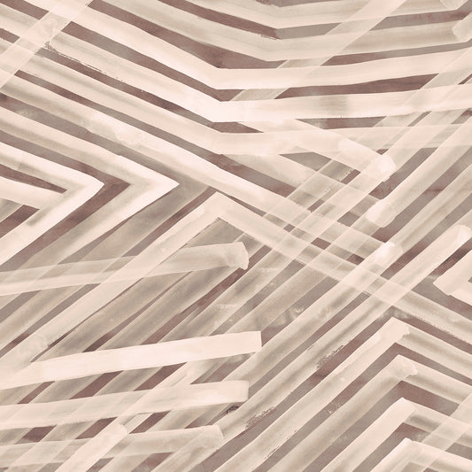 Patterned wallpaper with zig zag lines in beige and brown tones