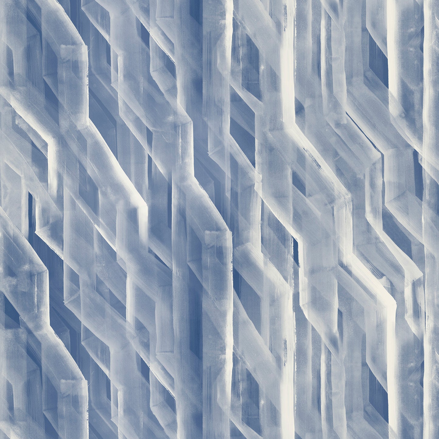 Geometric pattern with wavy lines in blue tones