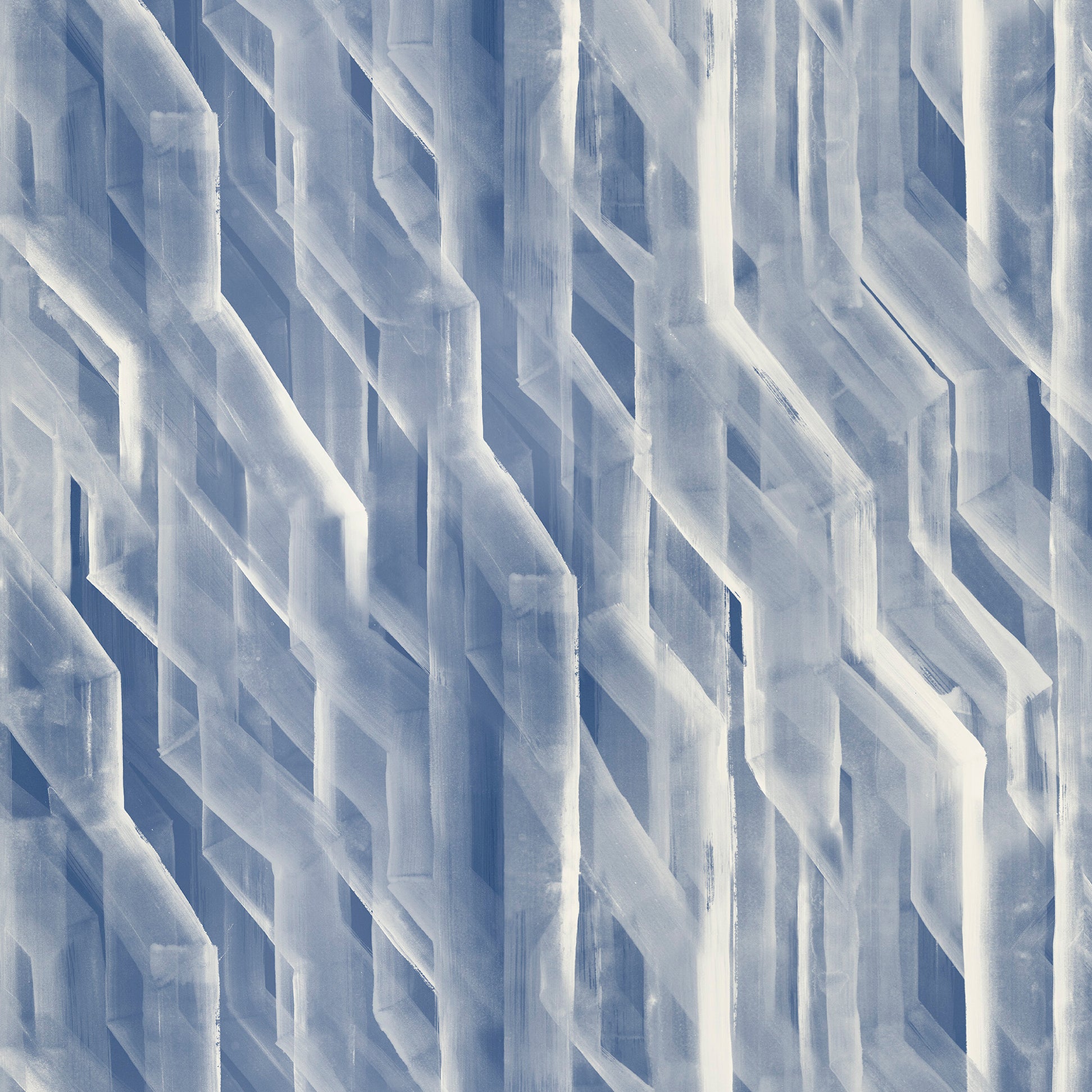 Geometric pattern with wavy lines in blue tones
