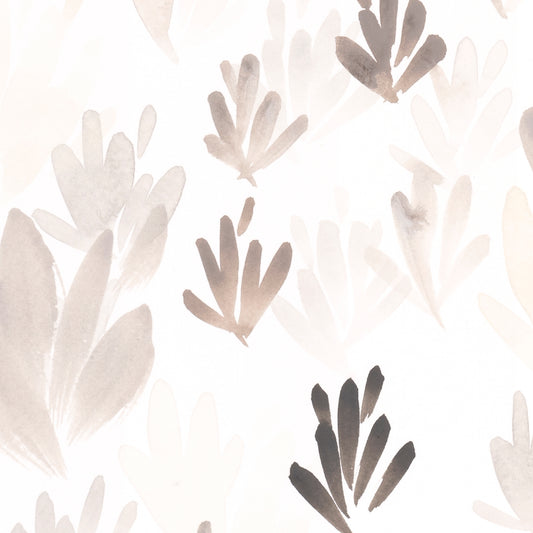 Pattern of flowers in beige and gray on a light background