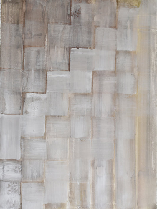 Abstract painting with geometric patterns in neutral colors