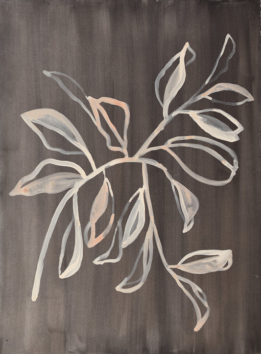 painting of a leafy branch on a dark background