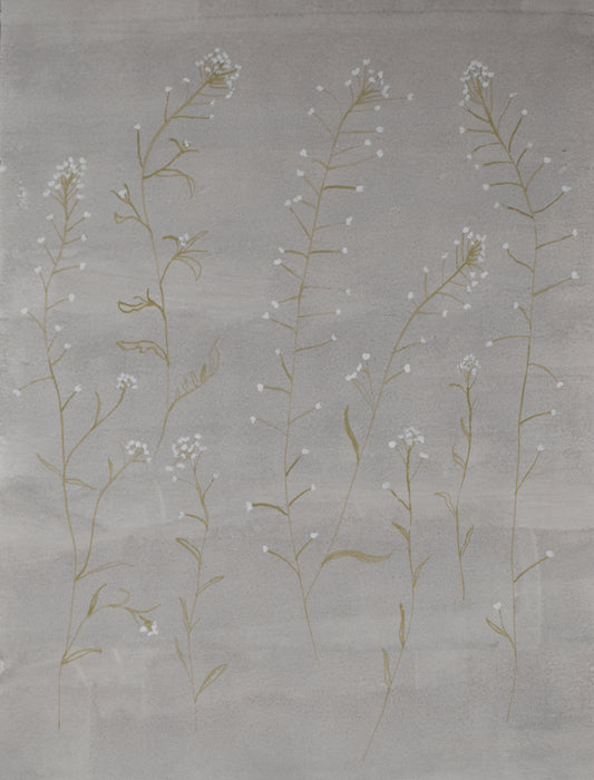 Floral painting on a gray background