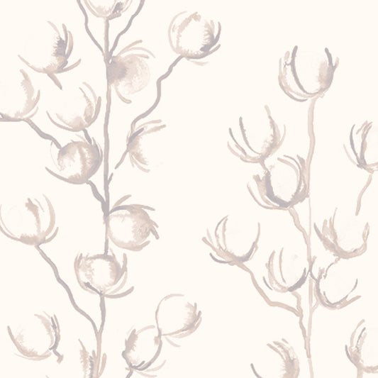 Decorative pattern of floral branches on a cream white neutral background