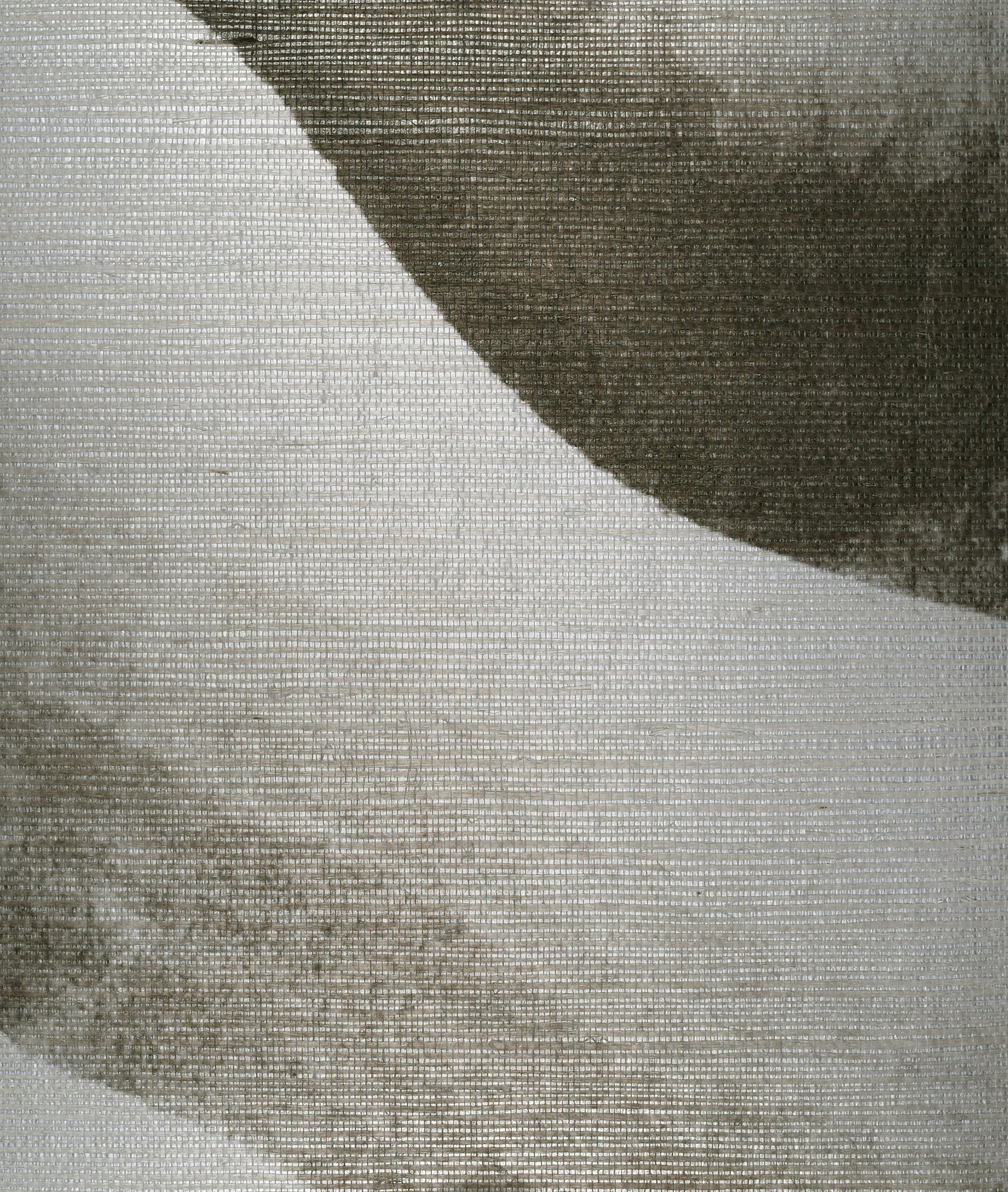 Brown brushstroke on metallic grasscloth wallpaper ground