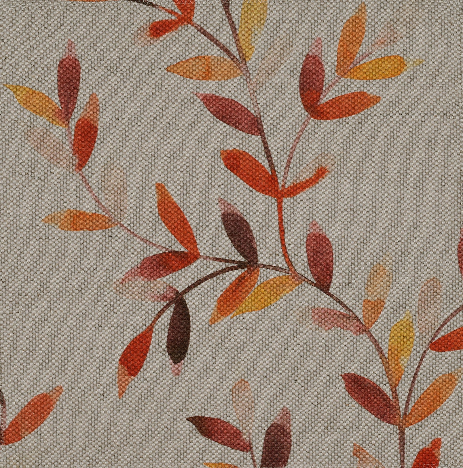 Fabric with autumn leaf pattern on a beige background