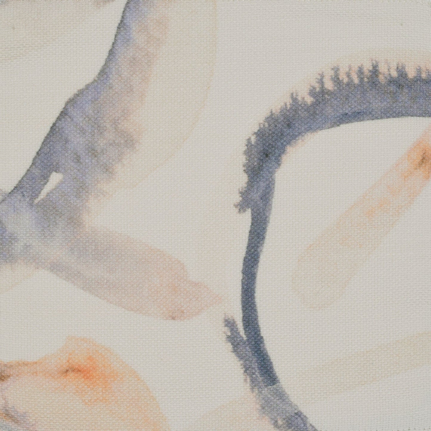 Blue circular pattern on light fabric