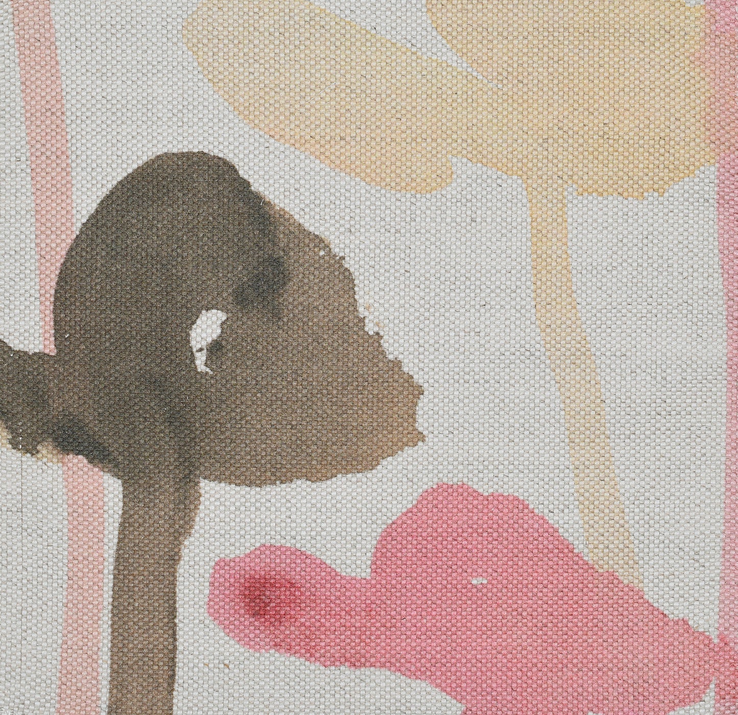 Pink and brown flowers on beige fabric