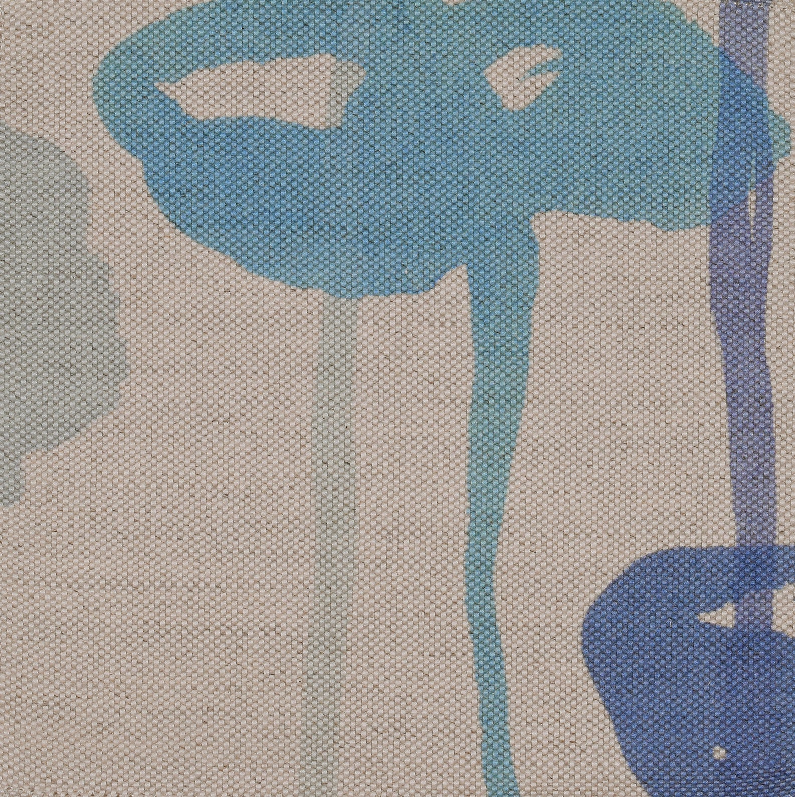 Blue flowers on beige fabric 