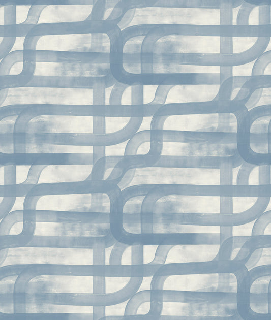 Geometric pattern with interlocking shapes in light blue on a textured background