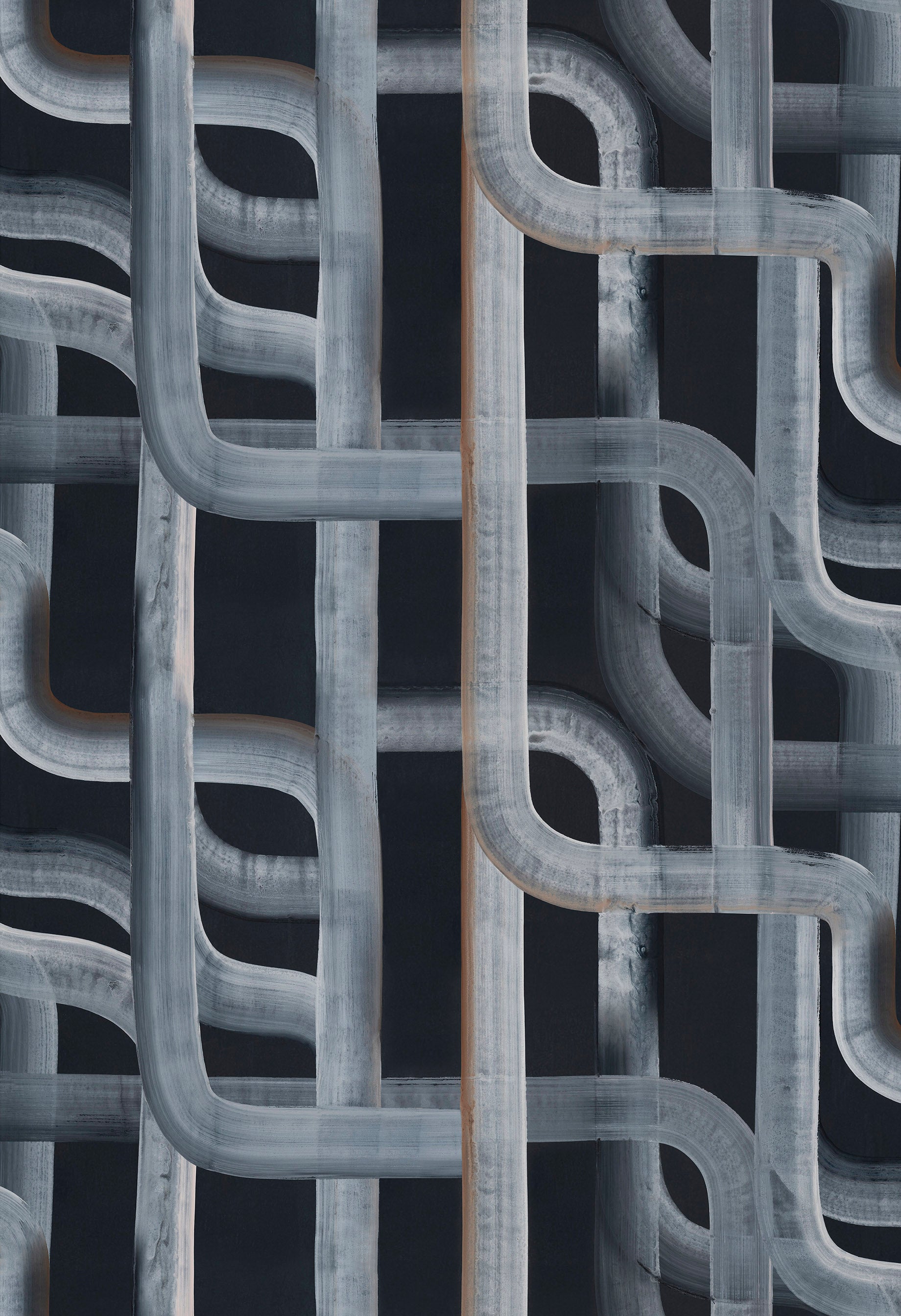 Abstract pattern of wavy lines on a black background