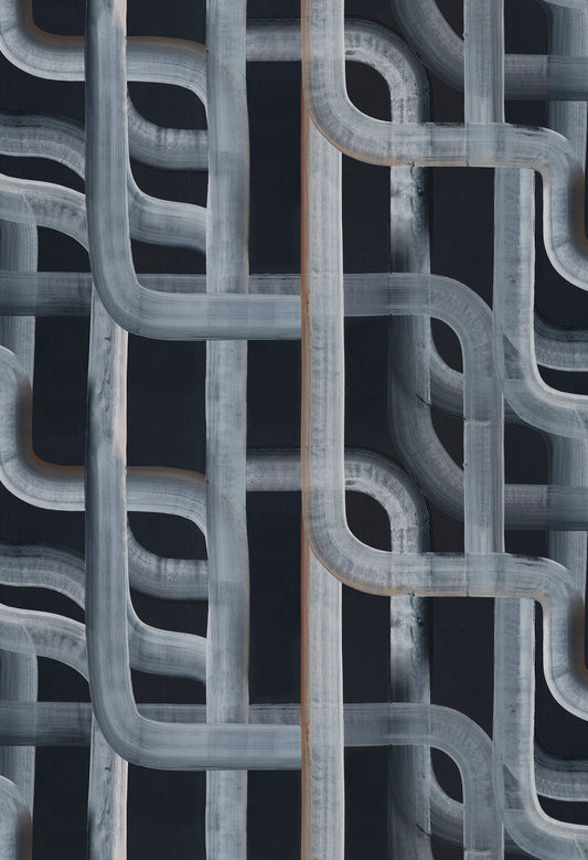 Abstract pattern of wavy lines on a black background