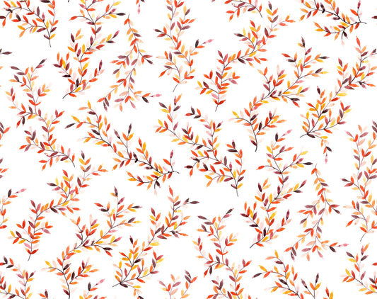 Pattern of autumn leaves on a white background