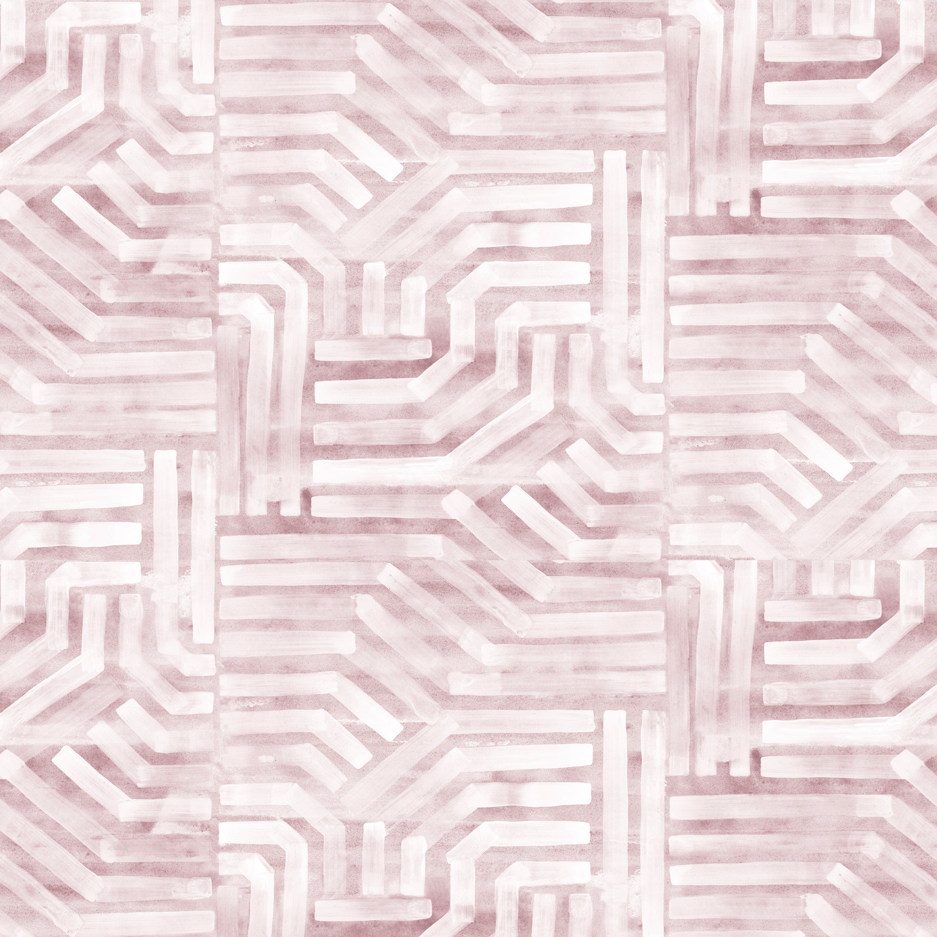 Geometric pattern with pink and white lines on a light pink background