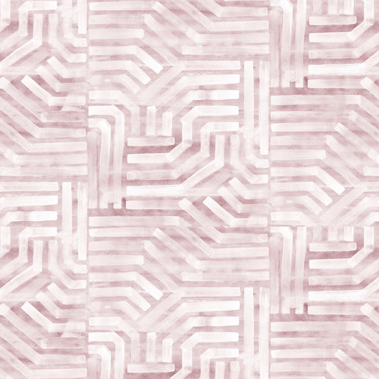 Geometric pattern with pink and white lines on a light pink background
