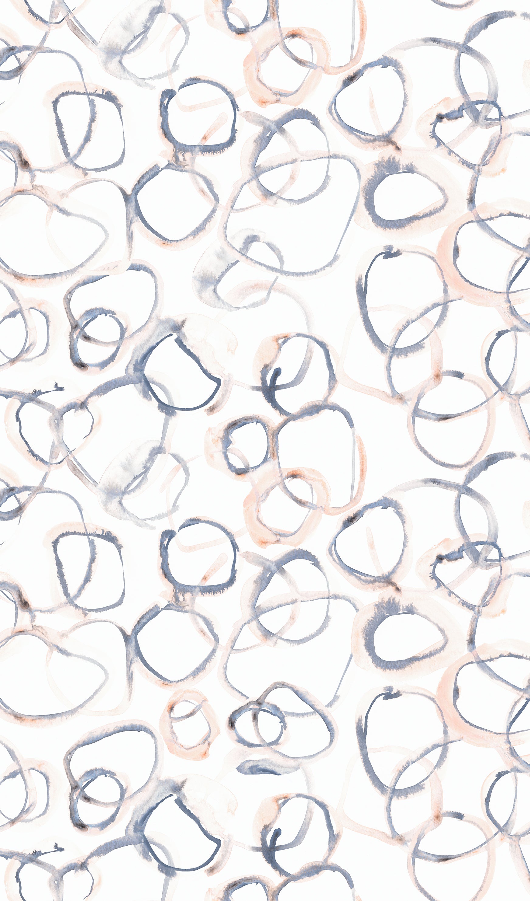 Abstract pink and blue pattern of interconnected shapes on a white background