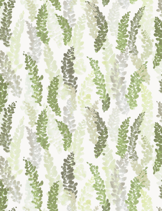 Pattern of green leaves on a white background